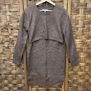 Maternity Brown Long Sleeve Sweater Dress